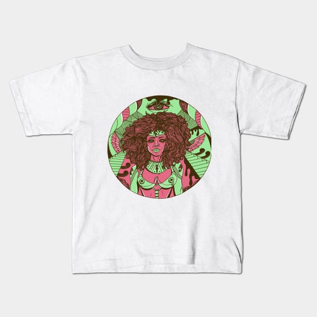 Pink Mint Kemet Warrior Kids T-Shirt by kenallouis